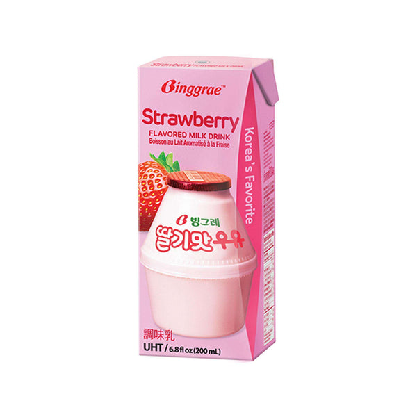 Binggrae Latte Coreano Fragola Strawberry Flavored Milk Drink 200ml